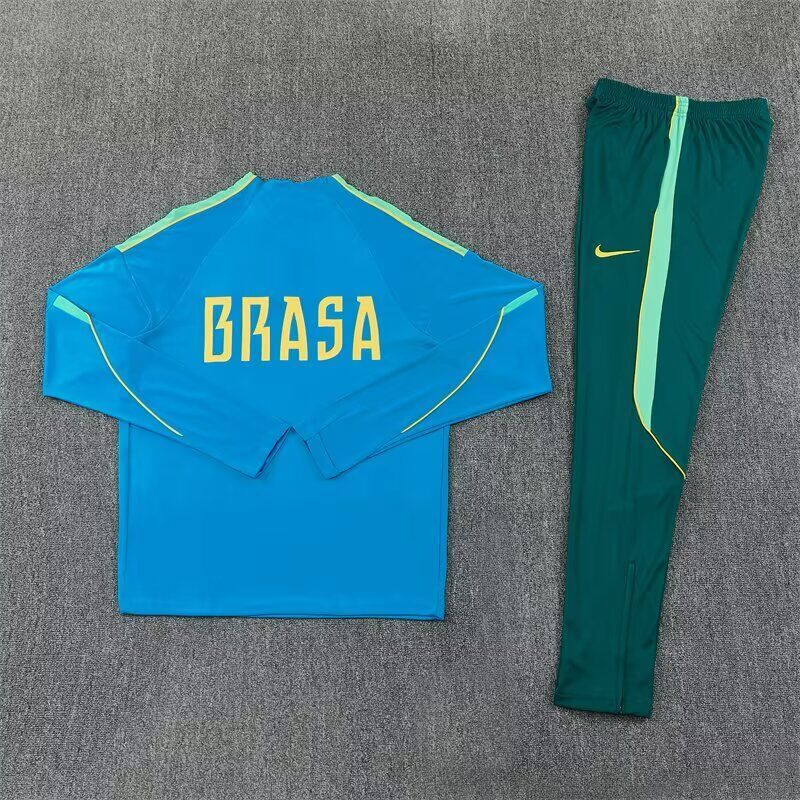 Chandal de entrenamiento Brasil 2026 azul con verde (tallas adultos y niños)