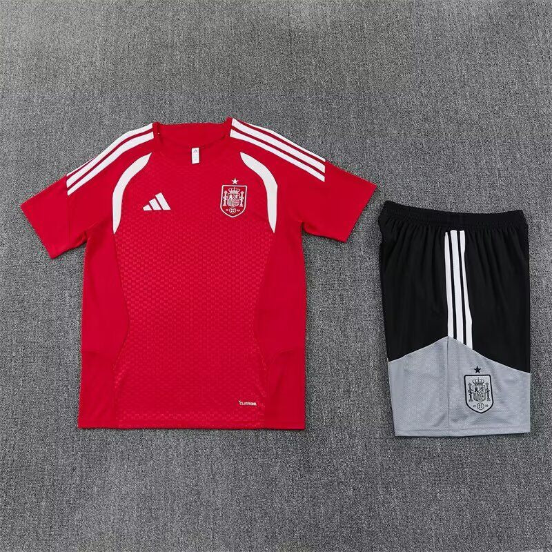 Conjunto de entrenamiento España 2026 rojo con blanco (tallas adultos y niños)