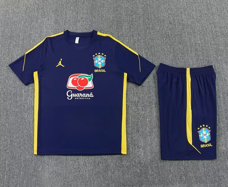 Conjunto de entrenamiento Brasil 2026 azul oscuro (tallas adultos y niños)