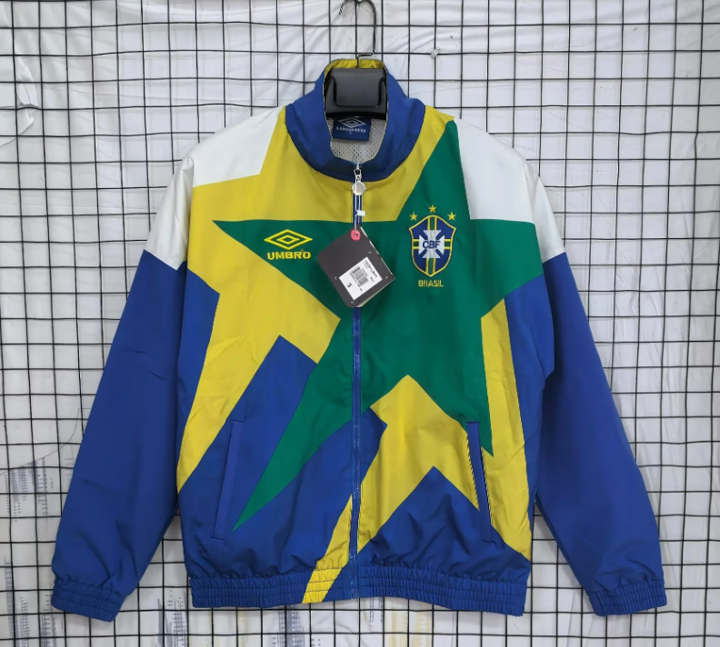 Chaqueta cortavientos Brasil azul, amarilla y verde (solo tallas S-XXL)
