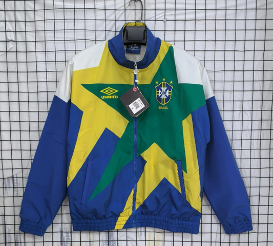 Chaqueta cortavientos Brasil azul, amarilla y verde (solo tallas S-XXL)