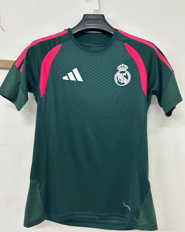 Camiseta de entrenamiento Real Madrid 26-27 verde con rosa, versión jugador (tallas S-3XL)