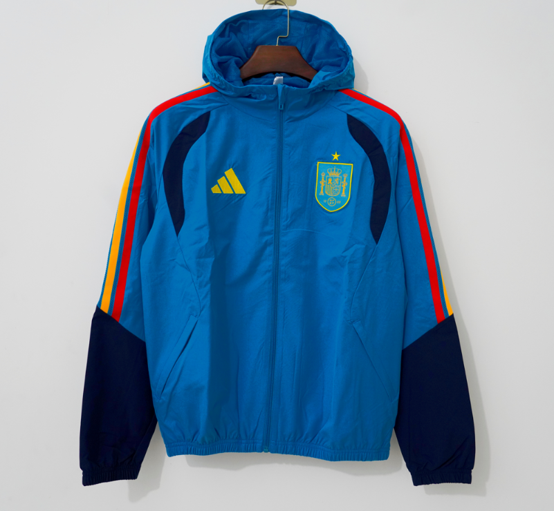 Chaqueta cortavientos España 2026 azul con capuchas (tallas S-3XL)