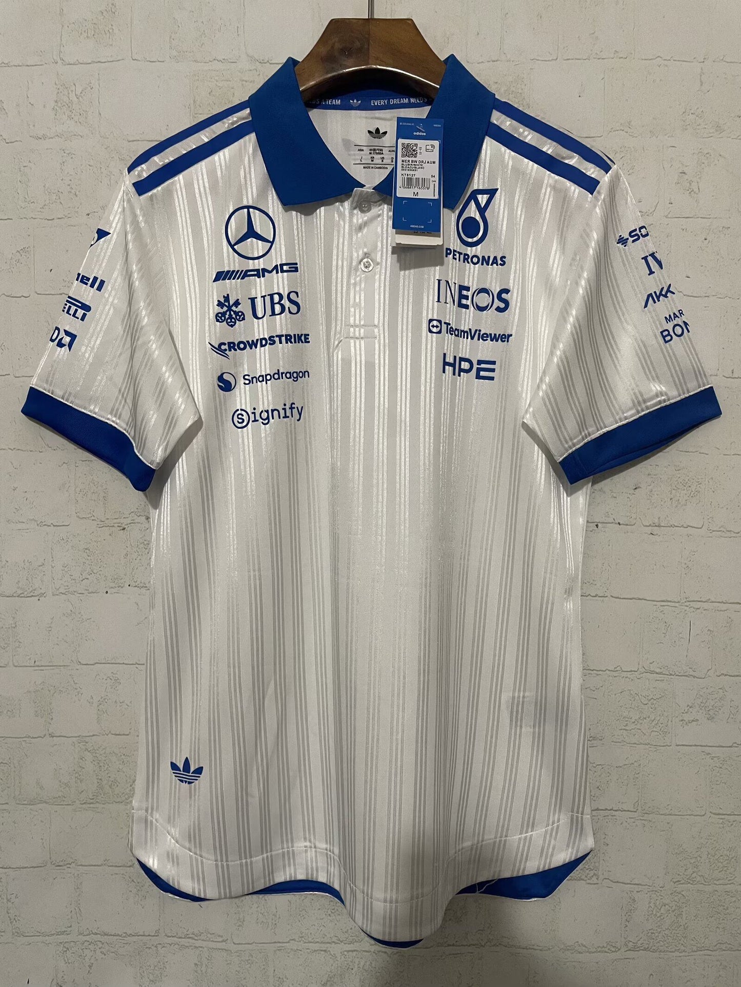 Polo Mercedes 2026 blanco para jugador (tallas S-5XL)
