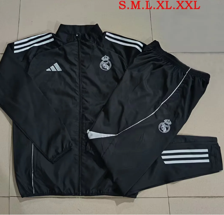 Chandal cortavientos negro Real Madrid 25/26 (solo tallas S-2XL)