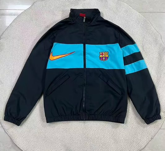 Chaqueta cortavientos Barcelona 26-27 negra con azul (tallas S-XXL)