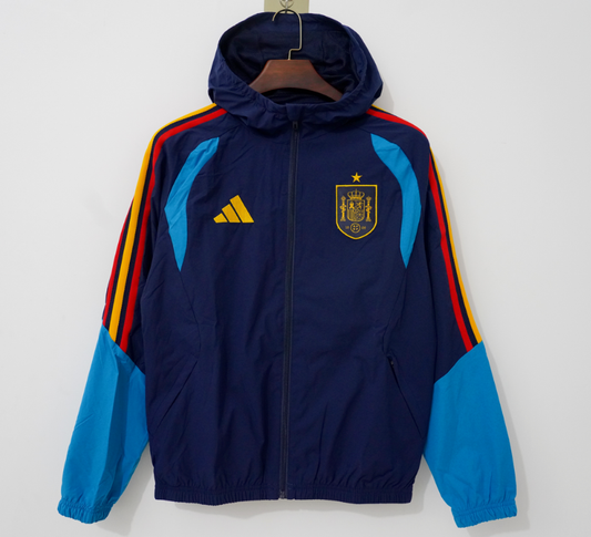 Chaqueta cortavientos España 2026 azul oscuro con capuchas (tallas S-3XL)