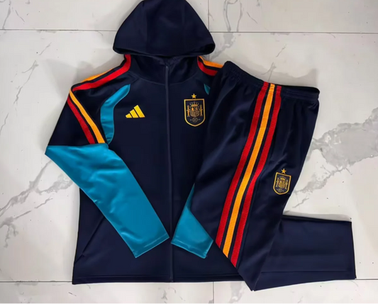 Chandal con gorro cortavientos España azul oscuro (tallas adultos y niños)