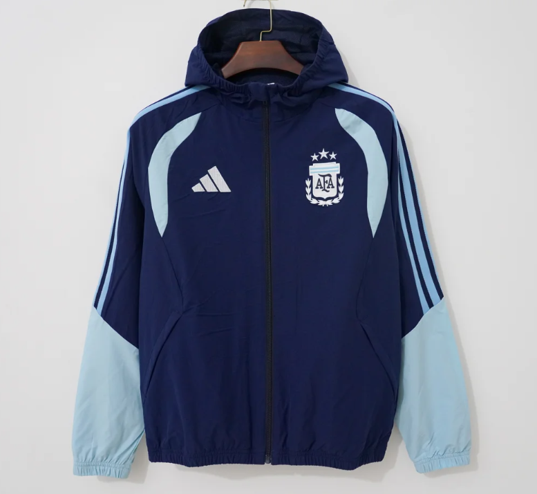 Chaqueta cortavientos Argentina 2026 azul oscuro con capucha (tallas S-3XL)