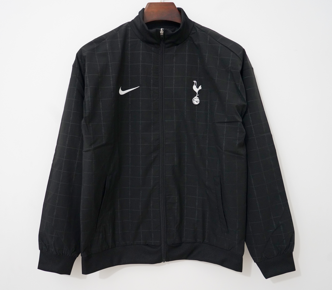 Chaqueta cortavientos Tottenham negra 25/26 (tallas S-3XL)