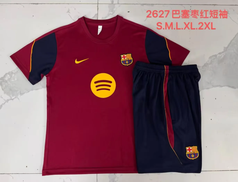 Conjunto de entrenamiento Barcelona 26/27 rojo oscuro (tallas S-XXL)