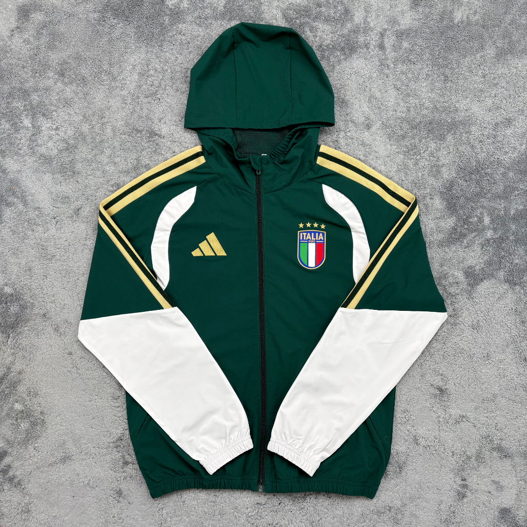Chaqueta cortavientos verde con gorro Italia 2026 (Solo tallas S-XXL)