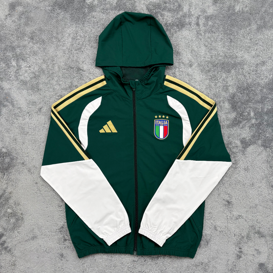 Chaqueta cortavientos verde con gorro Italia 2026 (Solo tallas S-XXL)