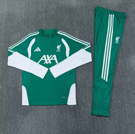 Chandal de entrenamiento Liverpool 26/27 verde con blanco (tallas adultos y niños)