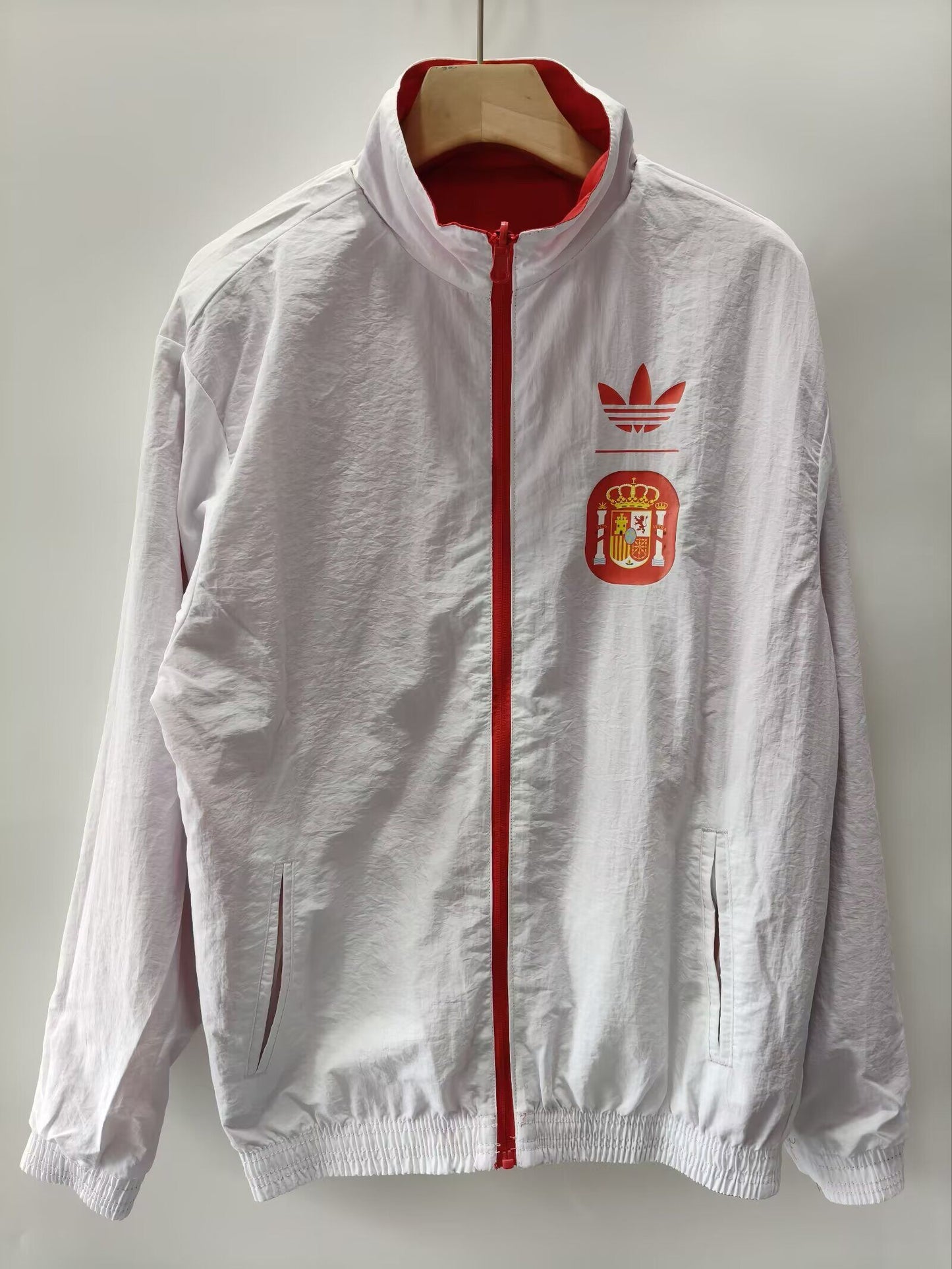 Chaqueta cortavientos reversibles España 2026 rojo blanco (tallas S-XXL)
