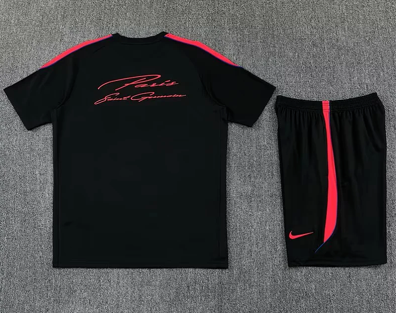 Conjunto de entrenaimento Paris PSG 26/27 negro con rojo (tallas adultos y niños)