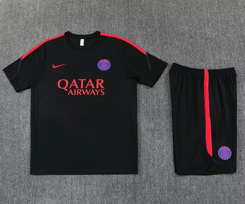 Conjunto de entrenaimento Paris PSG 26/27 negro con rojo (tallas adultos y niños)