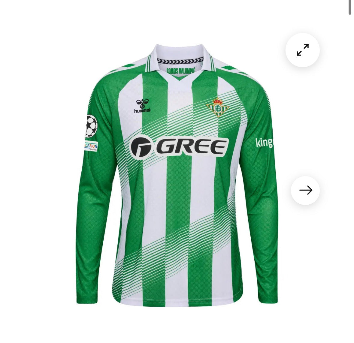 Camiseta manga larga Betis 26/27 Local (tallas S-2XL)