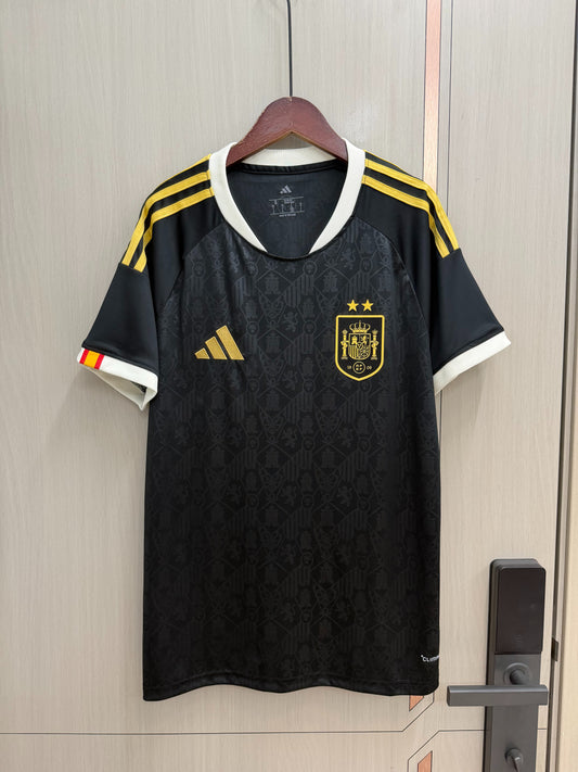 Camiseta España dos estrellas Mundial 2026 negra/blanca (solo versión fans) (tallas S-4XL)