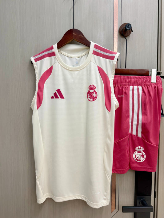 Conjunto sin mangas Real Madrid 26-27 blanco con rosa (tallas S-XXL)