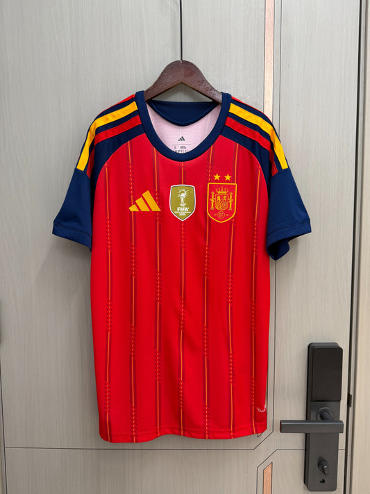 Camiseta España dos estrellas Local Mundial 2026 parche campeón (Tallas S-4XL)