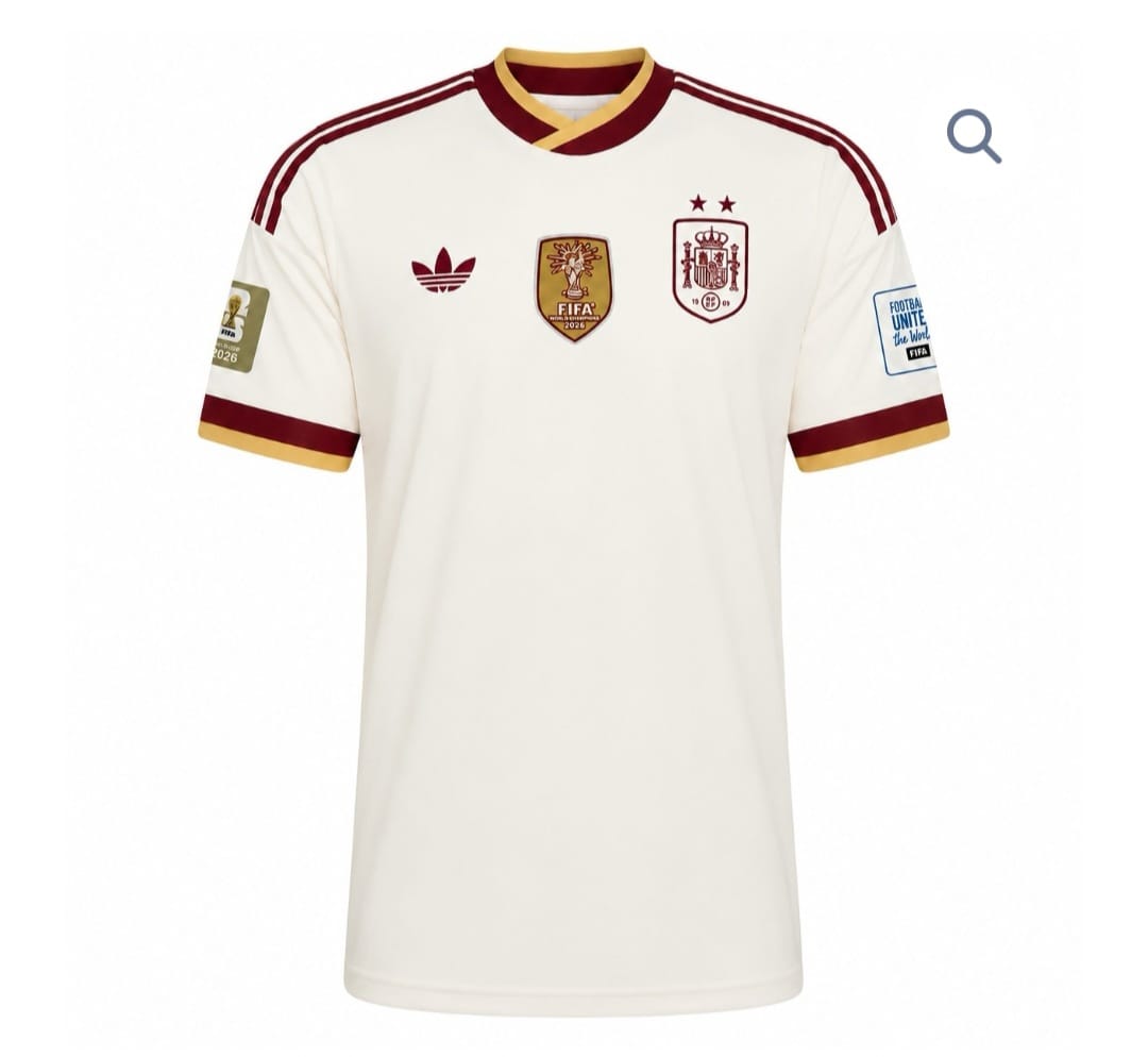 Camiseta España dos estrellas + todos los parches Visitante Mundial 2026 (tallas S - 4XL)