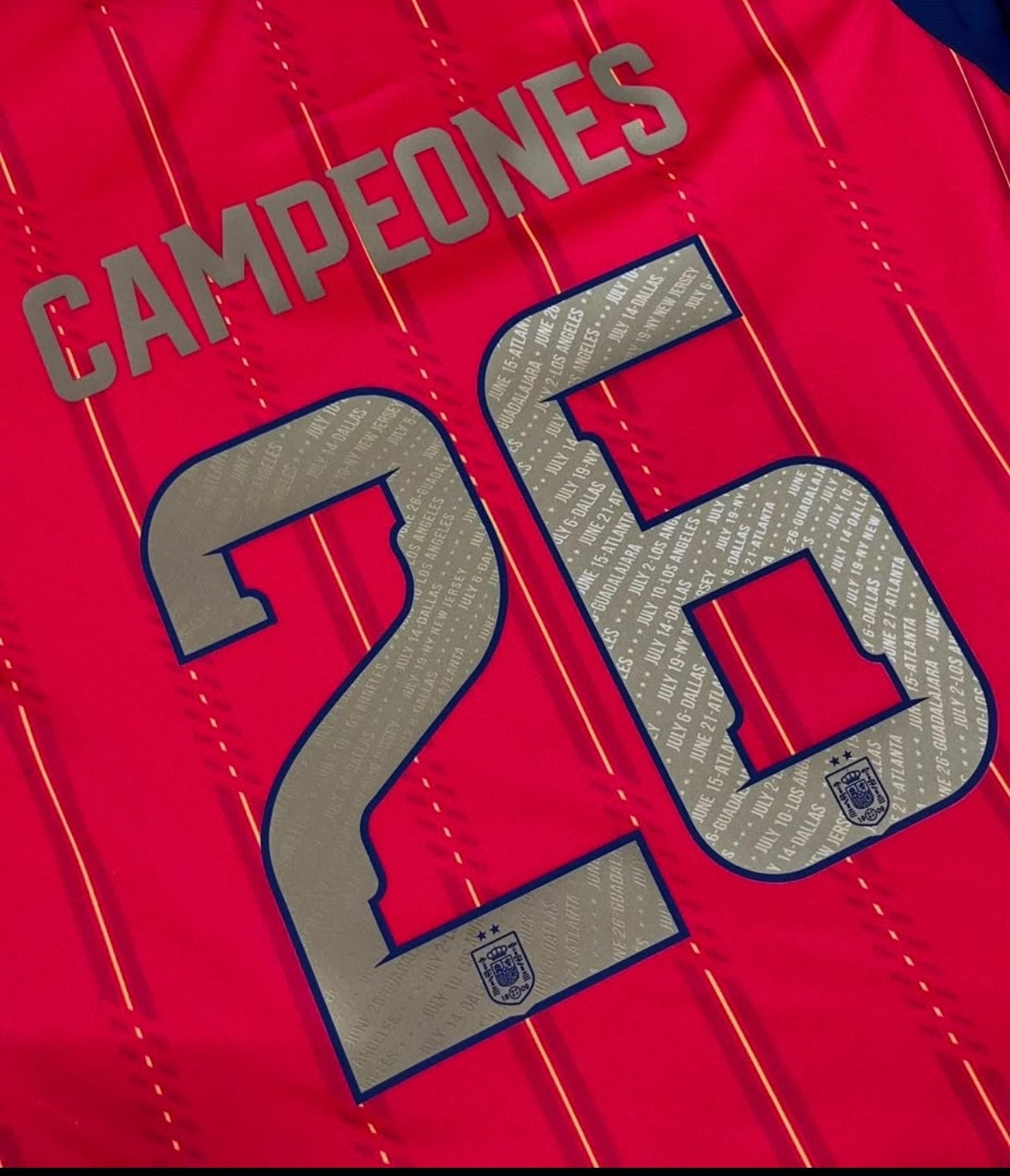 Camiseta España dos estrellas Local campeones 26 Mundial 2026 (Tallas S-4XL)
