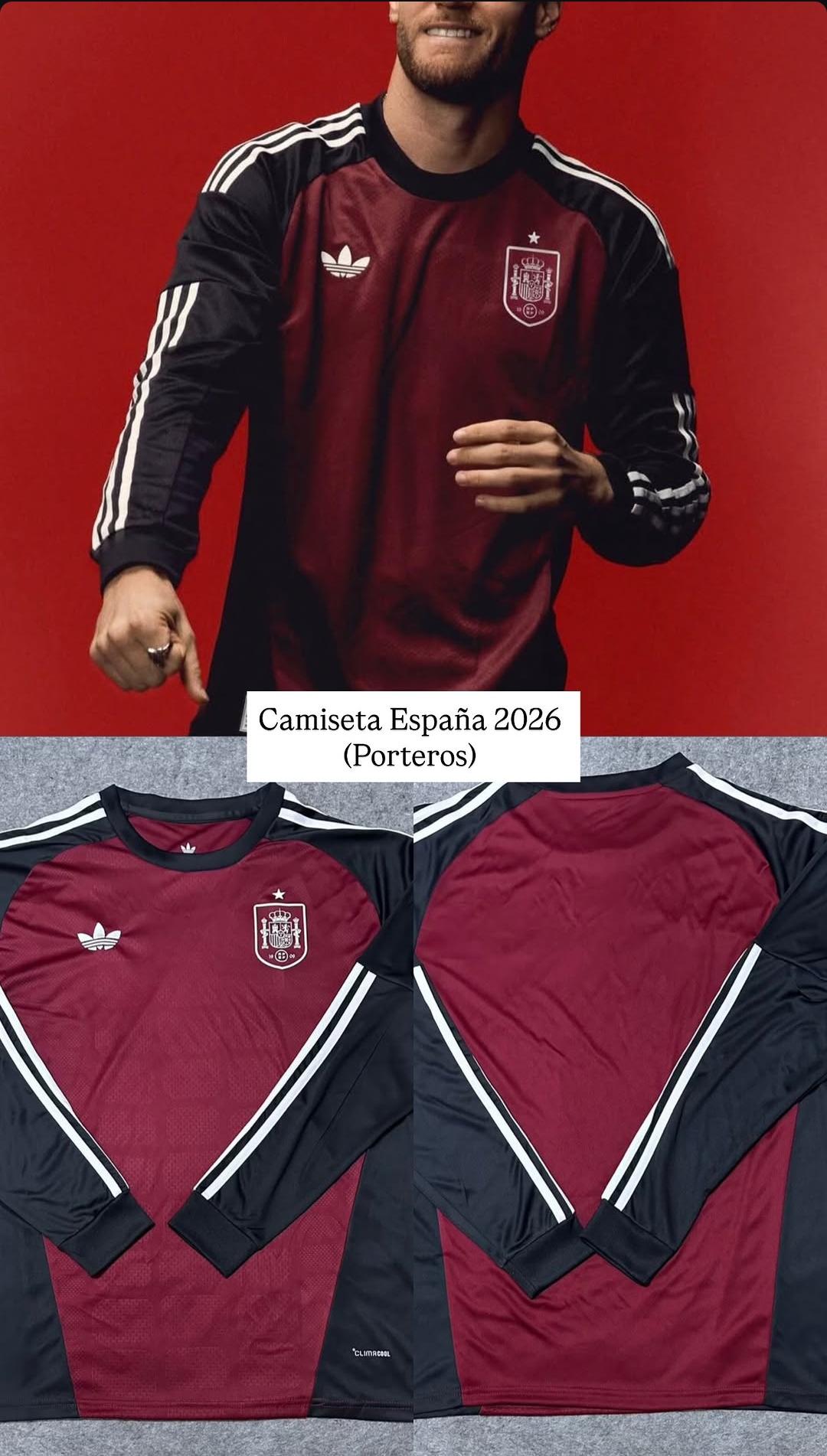 Camiseta manga larga España portero Mundial 2026 (talla S-2XL)