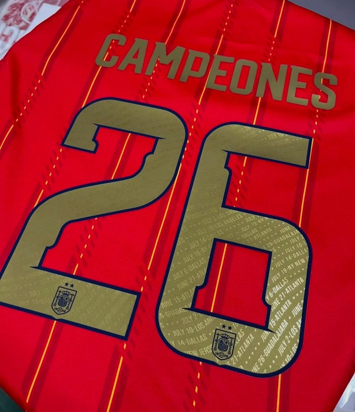 Camiseta España dos estrellas Local campeones 26 Mundial 2026 (Tallas S-4XL)