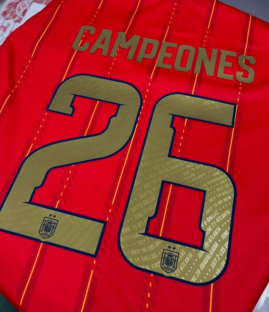 Camiseta España dos estrellas Local campeones 26 Mundial 2026 (Tallas S-4XL)