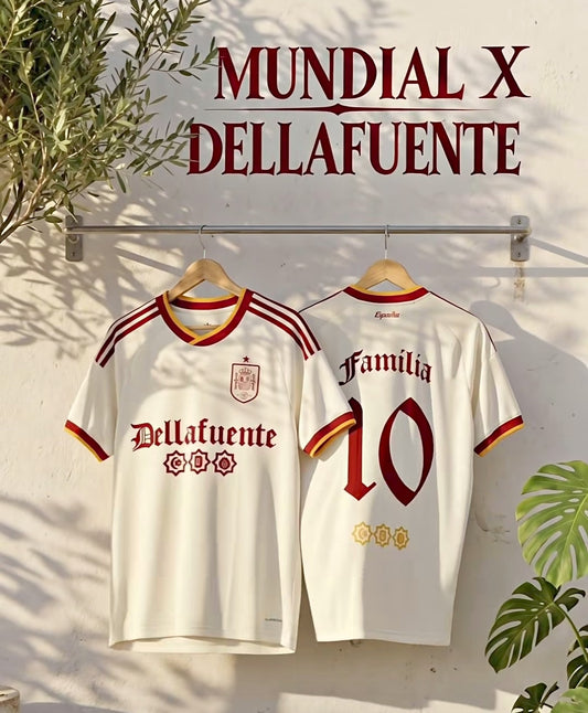 Camiseta España Mundial 2026 visitante especial Dellafuente familia